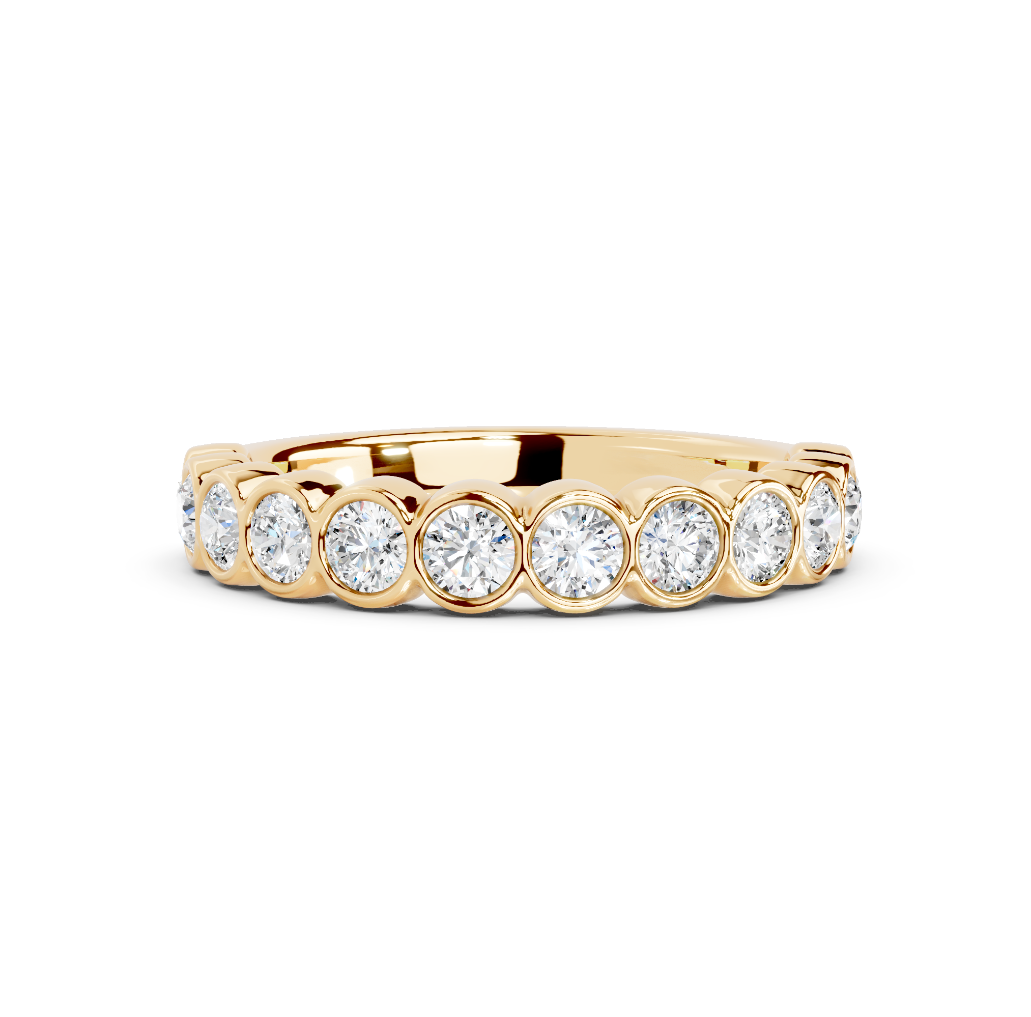 Round Cut Bezel Half Eternity Band