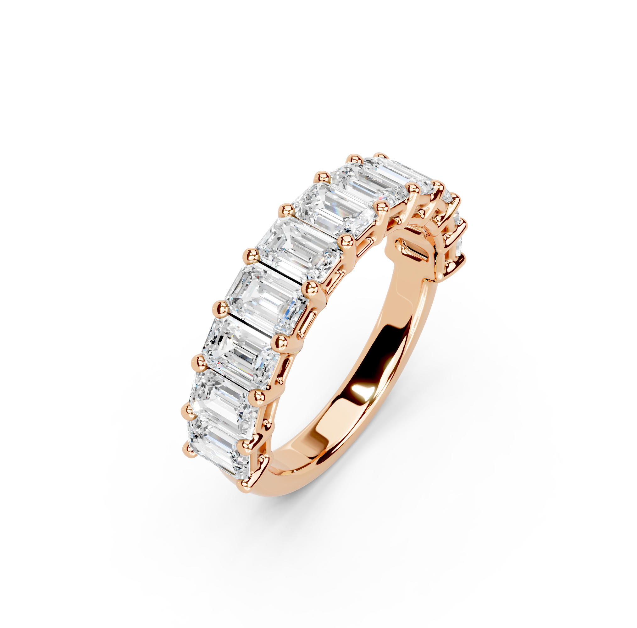 Emerald Cut Half Eternity Band