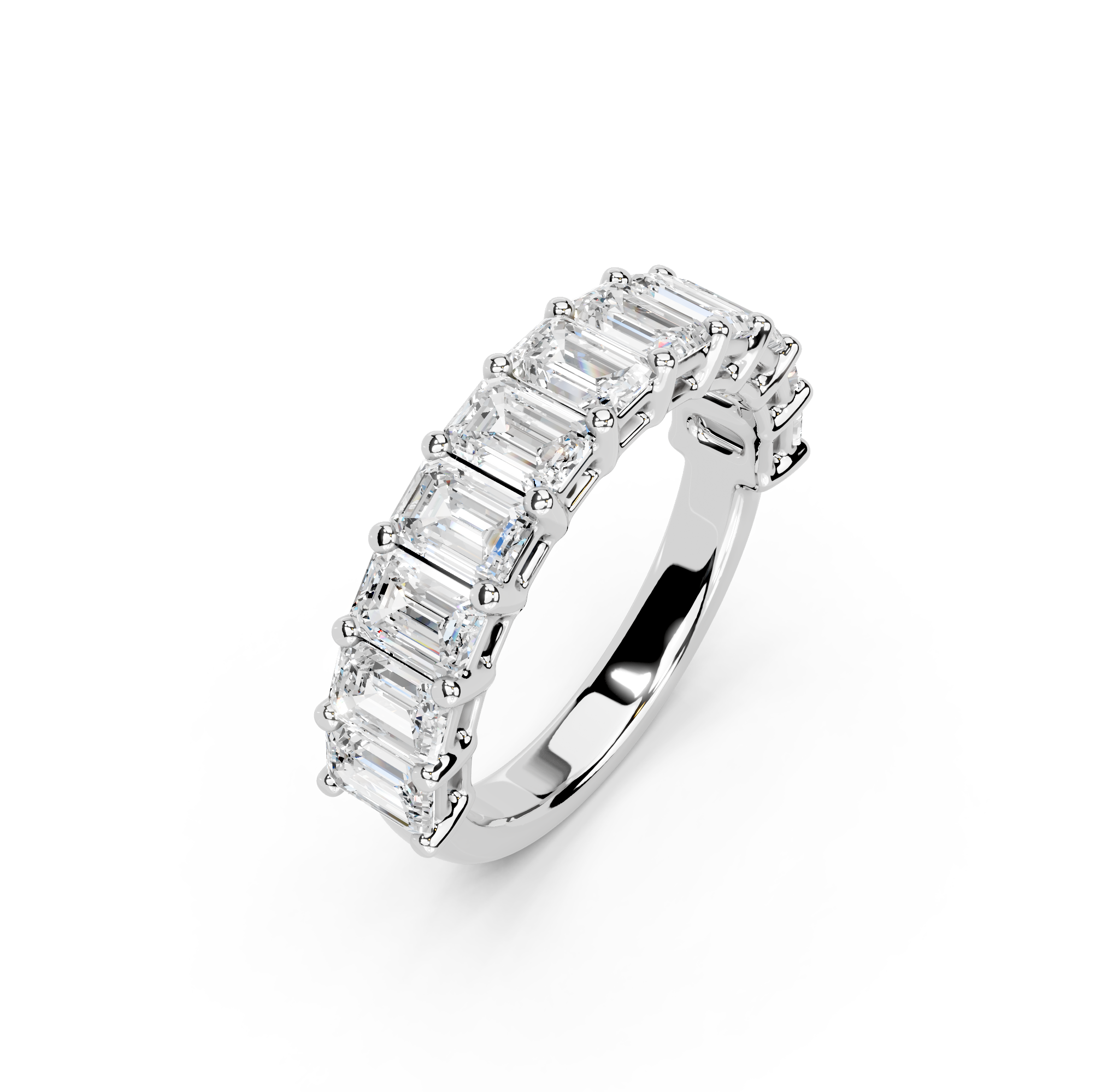 Emerald Cut Half Eternity Band