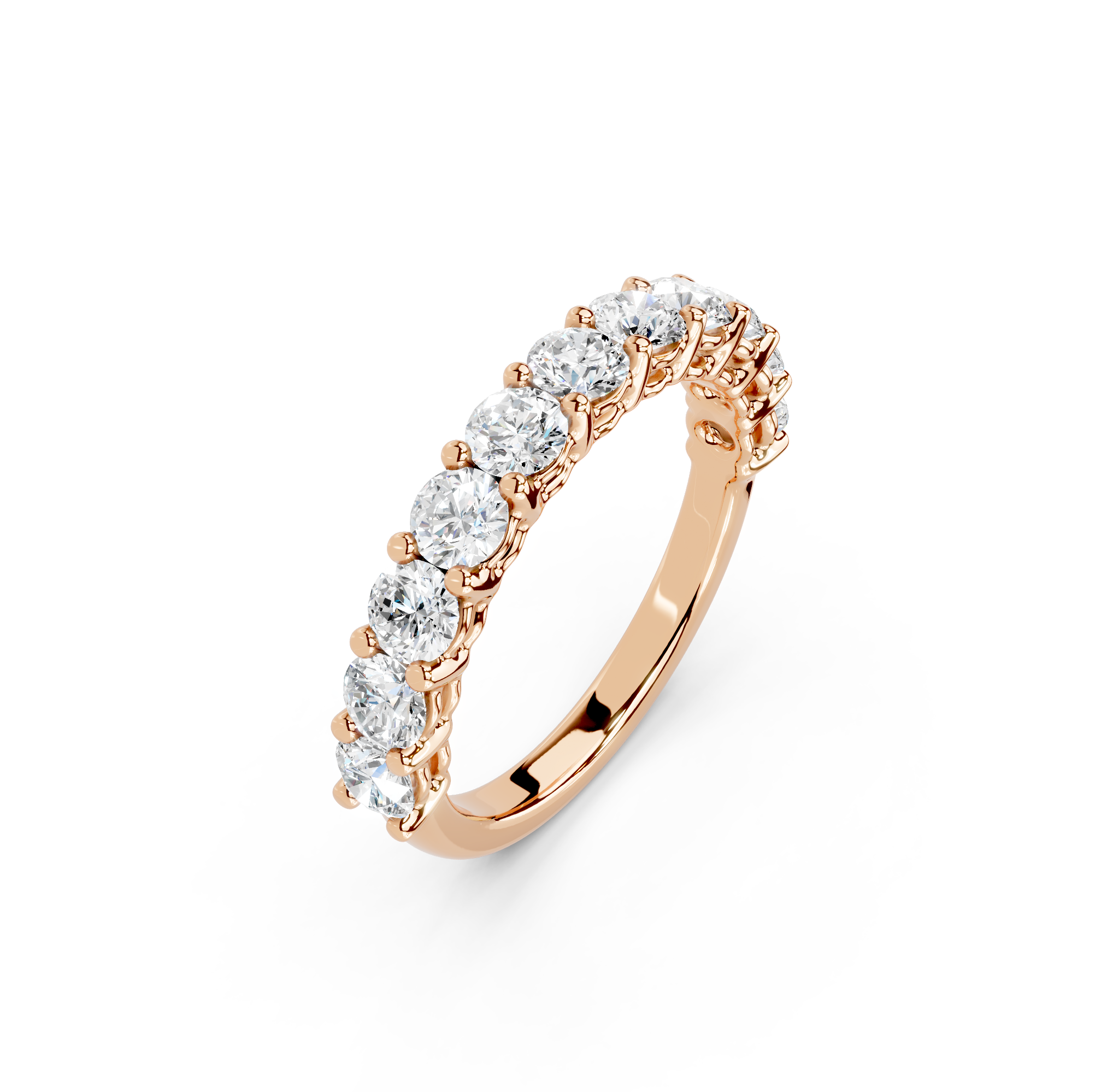 Round Cut Half Eternity Band