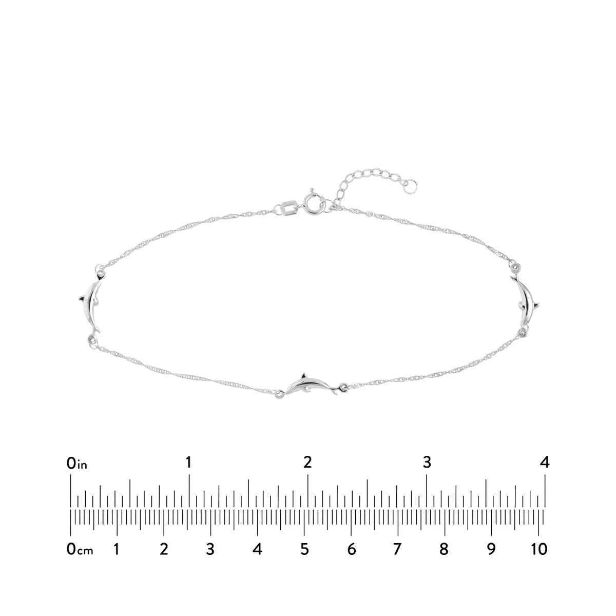 Dolphin Trio Adjustable Anklet 14K Yellow or White Gold