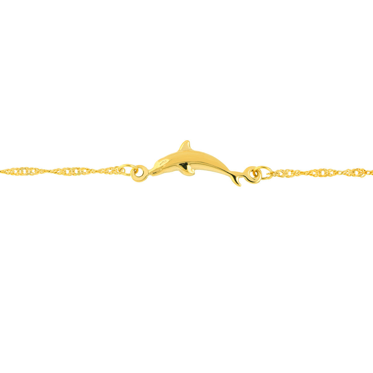 Dolphin Trio Adjustable Anklet 14K Yellow or White Gold