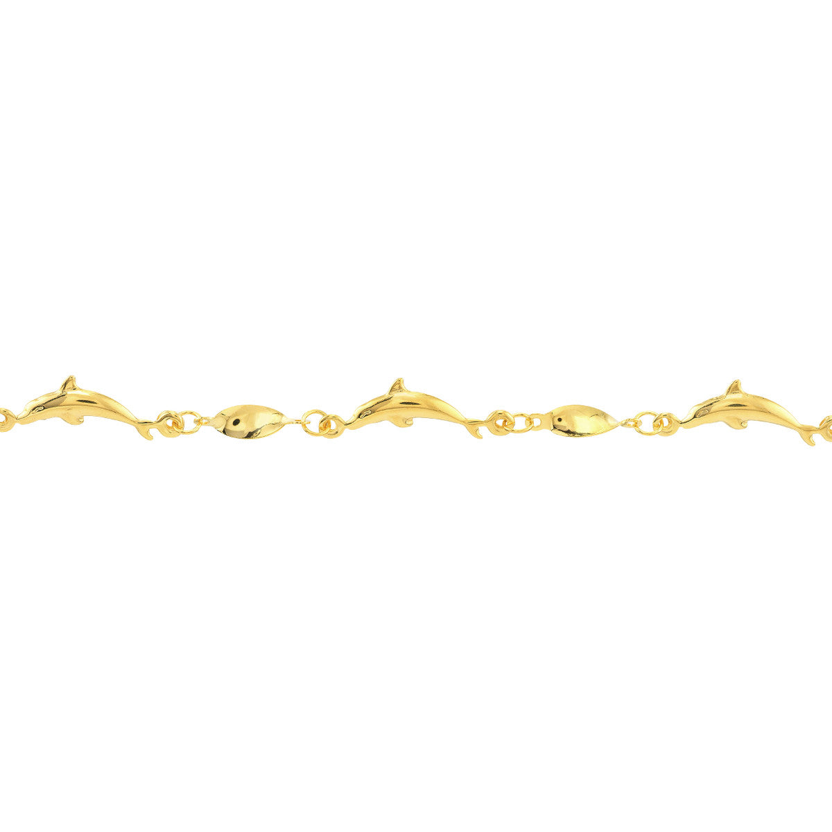 Marquise Twist and Dolphin Adjustable Anklet 14K Yellow Gold