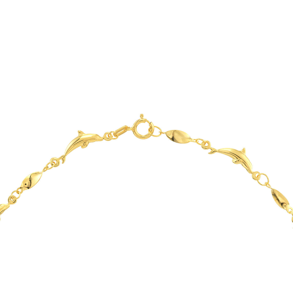 Marquise Twist and Dolphin Adjustable Anklet 14K Yellow Gold