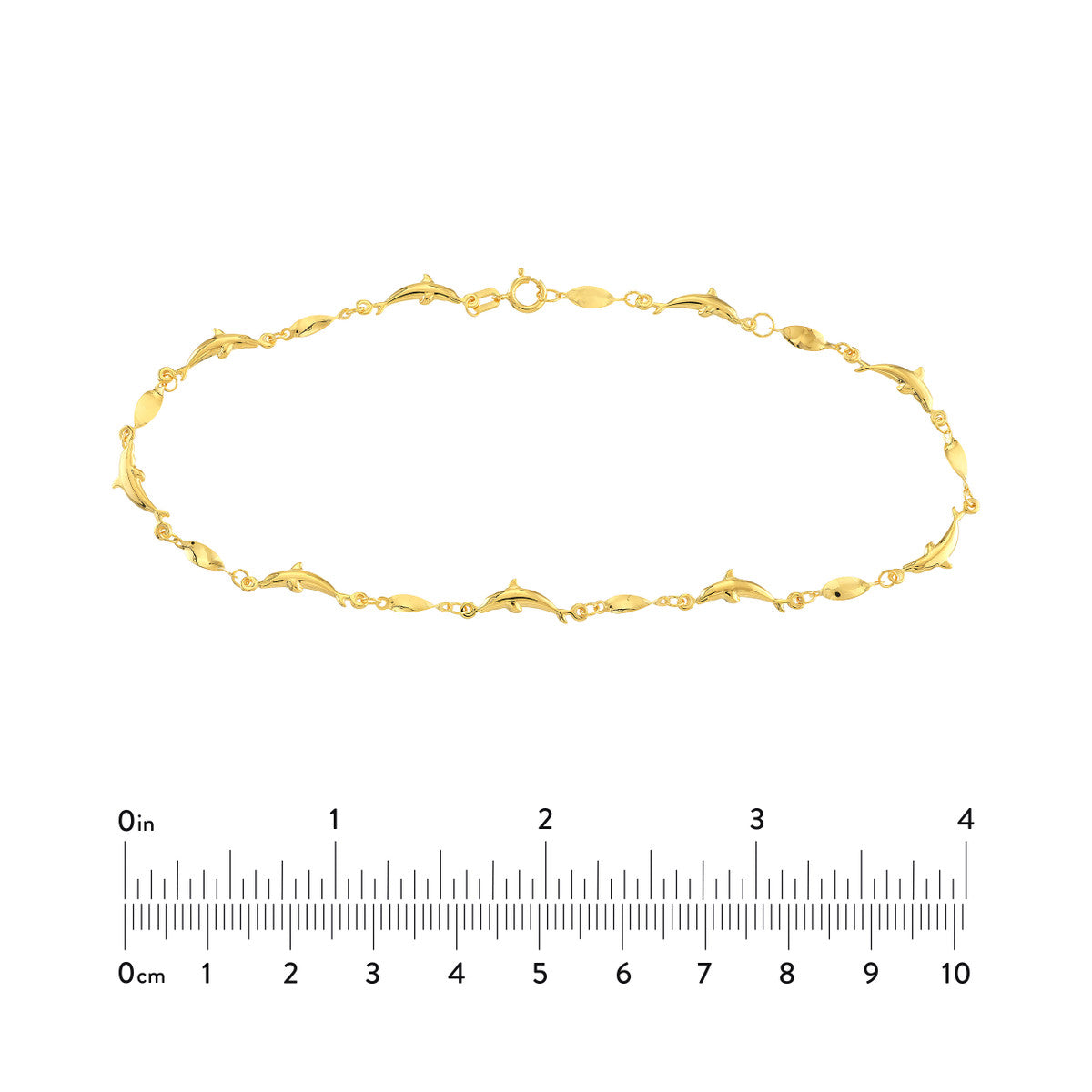 Marquise Twist and Dolphin Adjustable Anklet 14K Yellow Gold