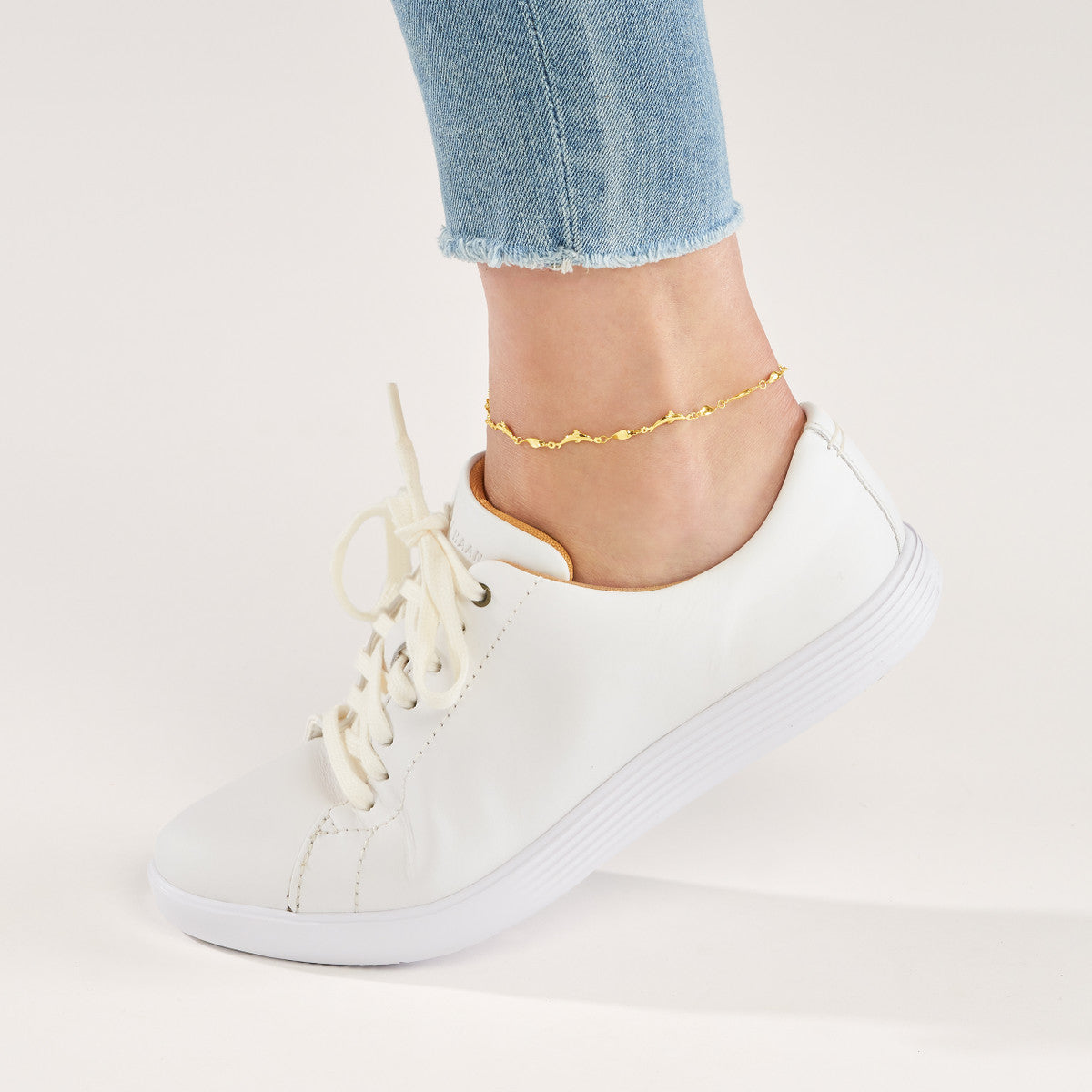 Marquise Twist and Dolphin Adjustable Anklet 14K Yellow Gold