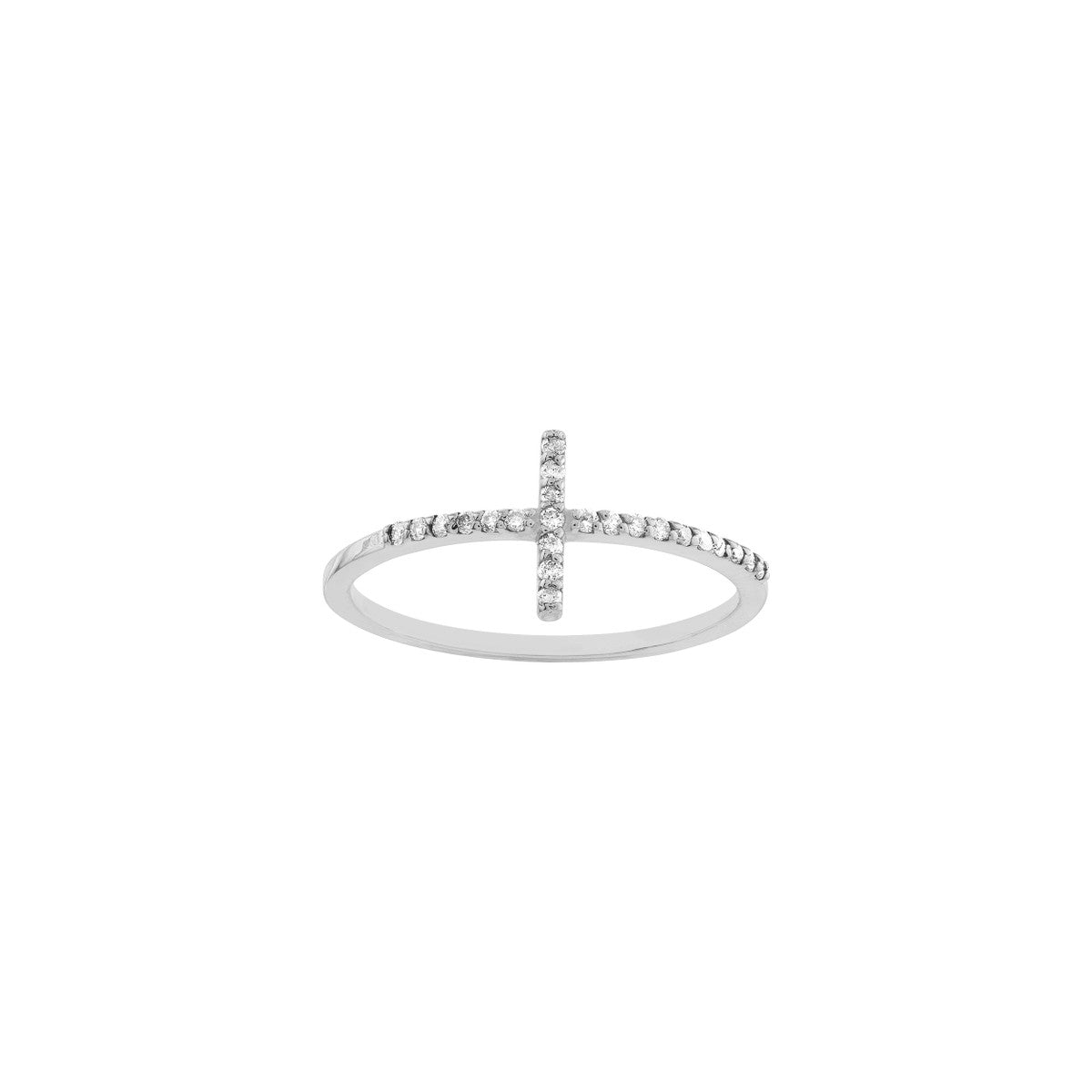 Sideways Cross Ring with 1/8tcw Diamond 14K Gold