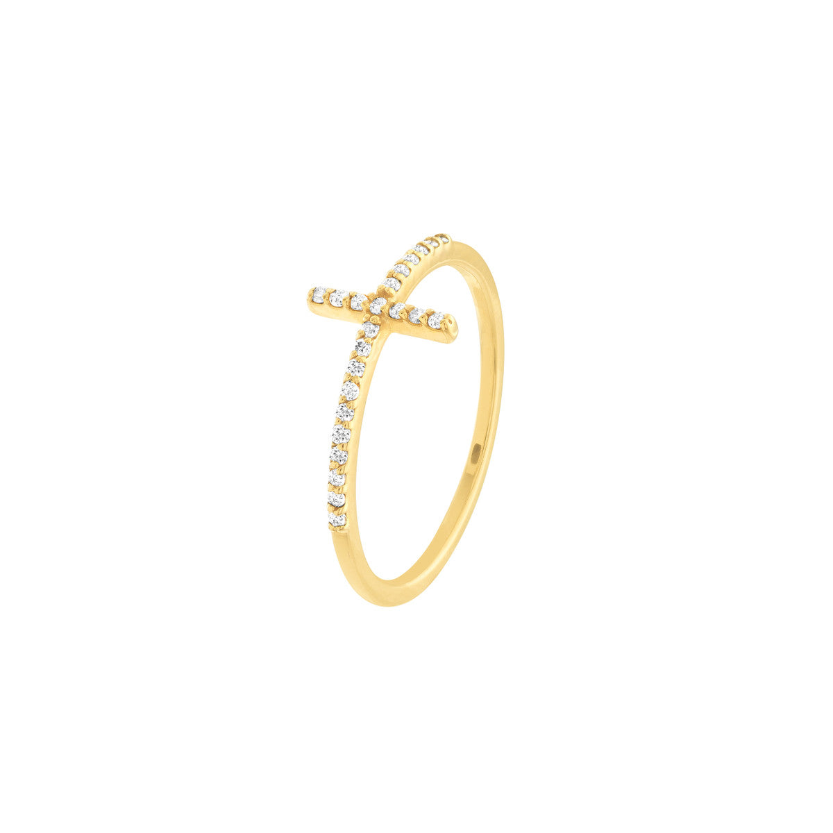 Sideways Cross Ring with 1/8tcw Diamond 14K Gold