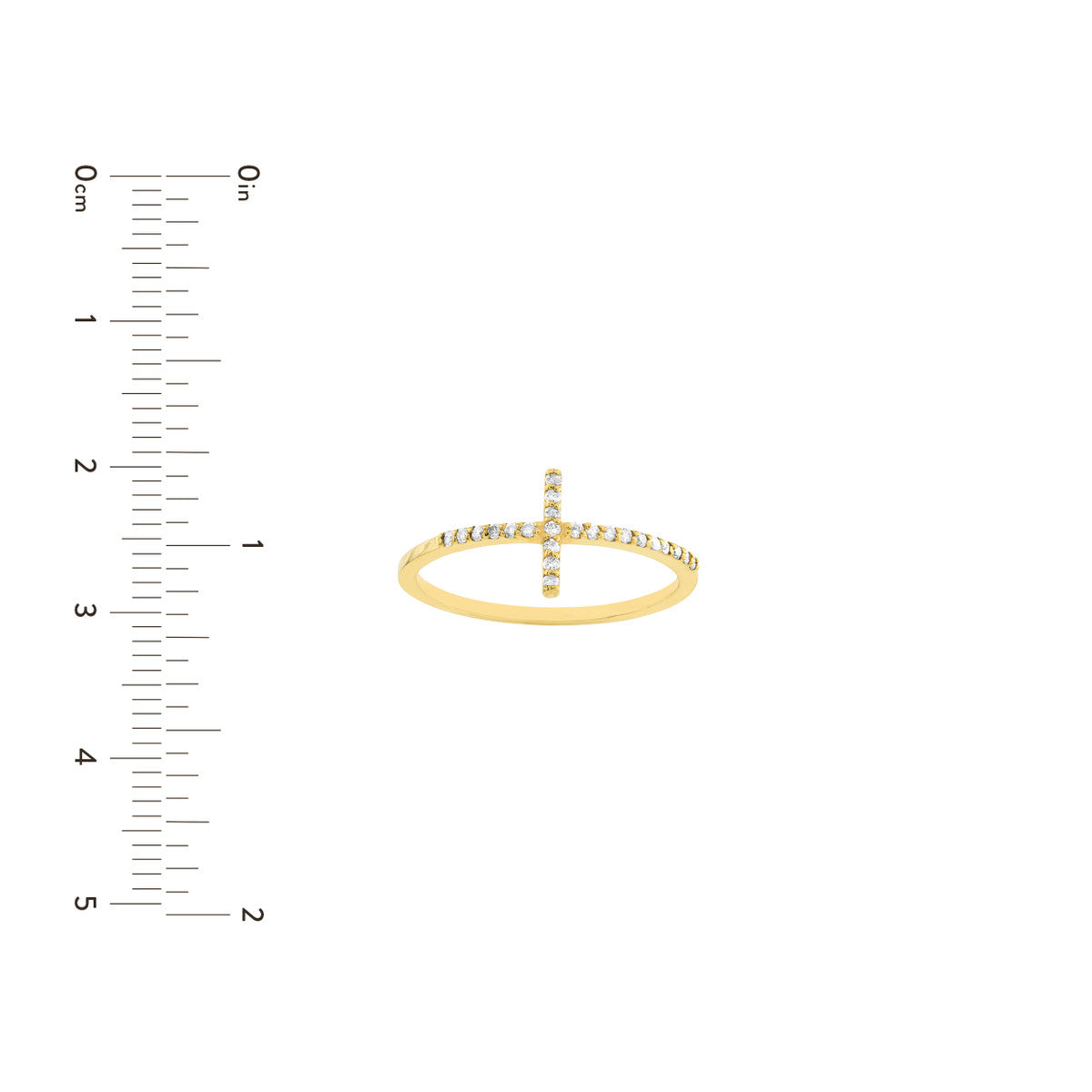 Sideways Cross Ring with 1/8tcw Diamond 14K Gold