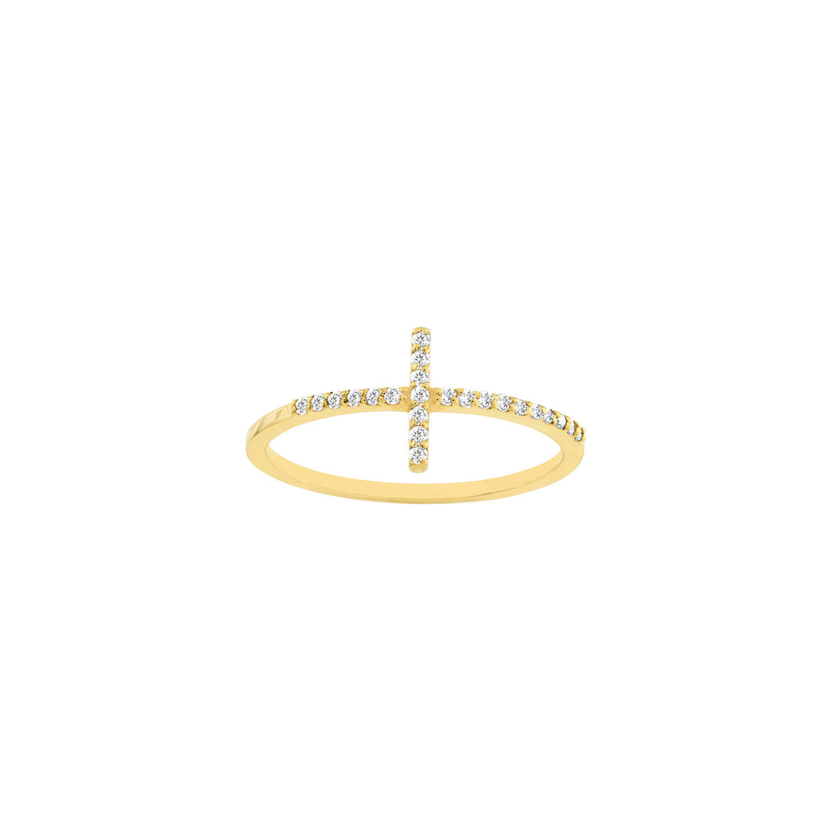 Sideways Cross Ring with 1/8tcw Diamond 14K Gold