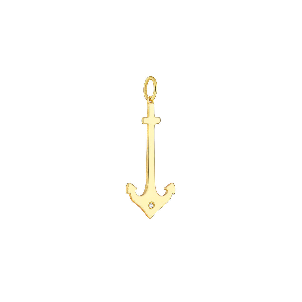 Anchor Pendant with 1pt Diamond 14K Yellow Gold