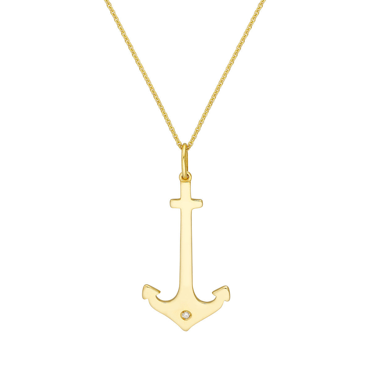 Anchor Pendant with 1pt Diamond 14K Yellow Gold