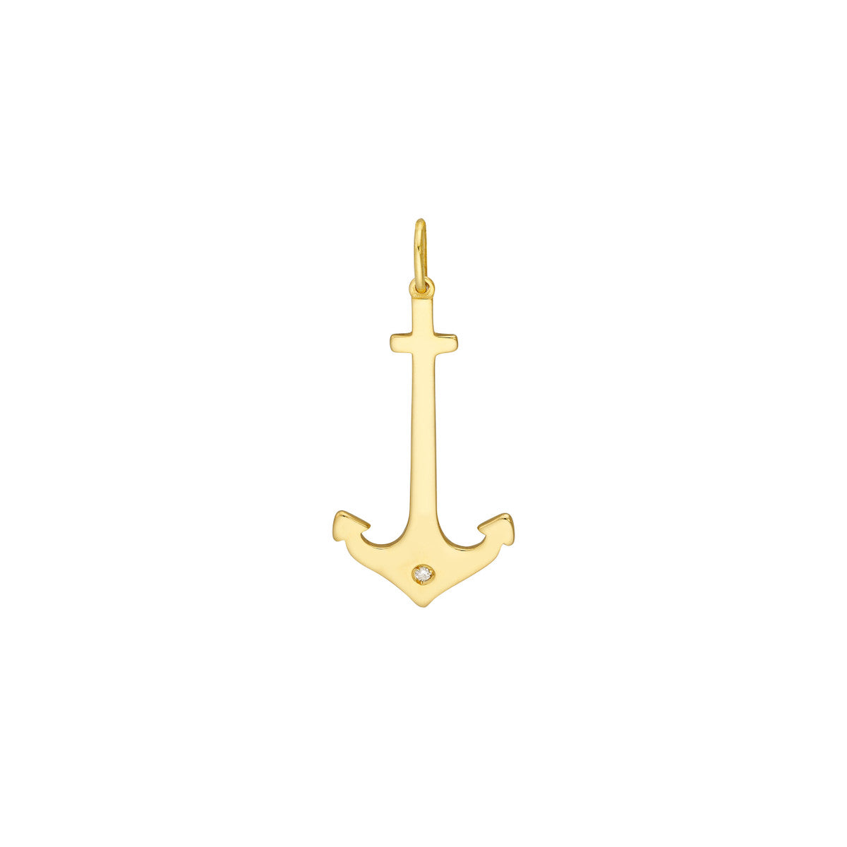 Anchor Pendant with 1pt Diamond 14K Yellow Gold