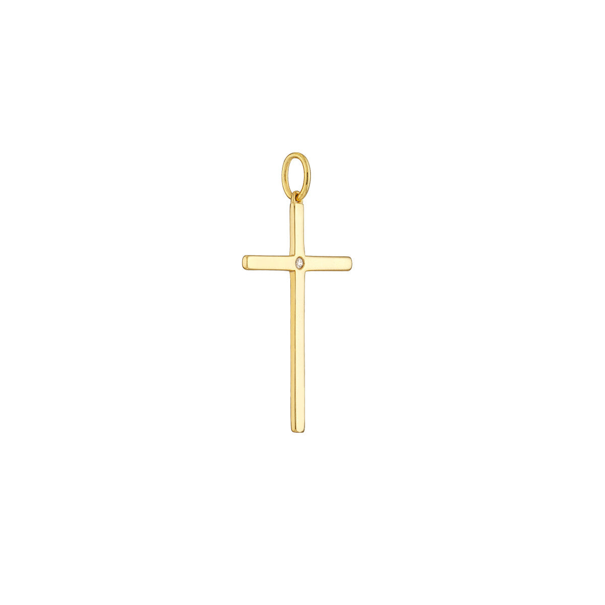Cross Pendant with 1pt Diamond 14K Yellow Gold