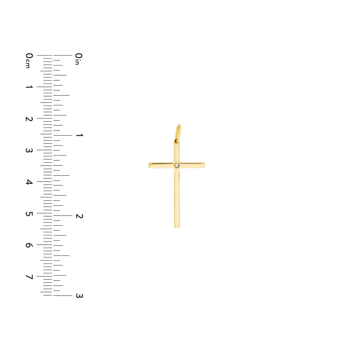 Cross Pendant with 1pt Diamond 14K Yellow Gold