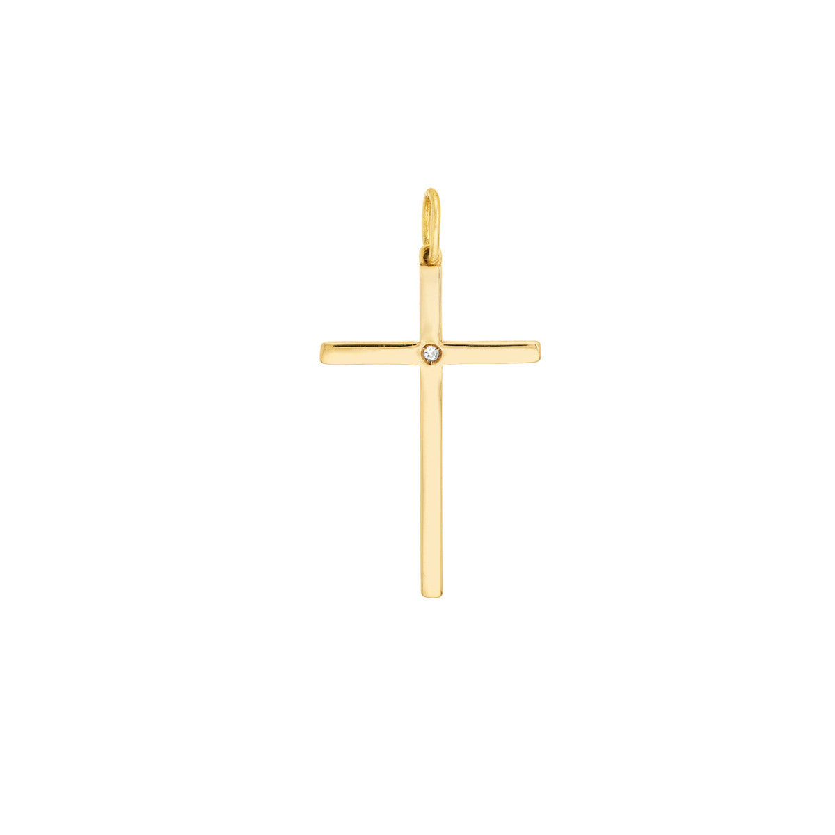 Cross Pendant with 1pt Diamond 14K Yellow Gold