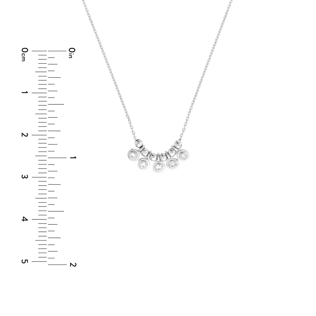 Mini Diamond Bezel and Bead Necklace in 14K Yellow, White, or Rose Gold