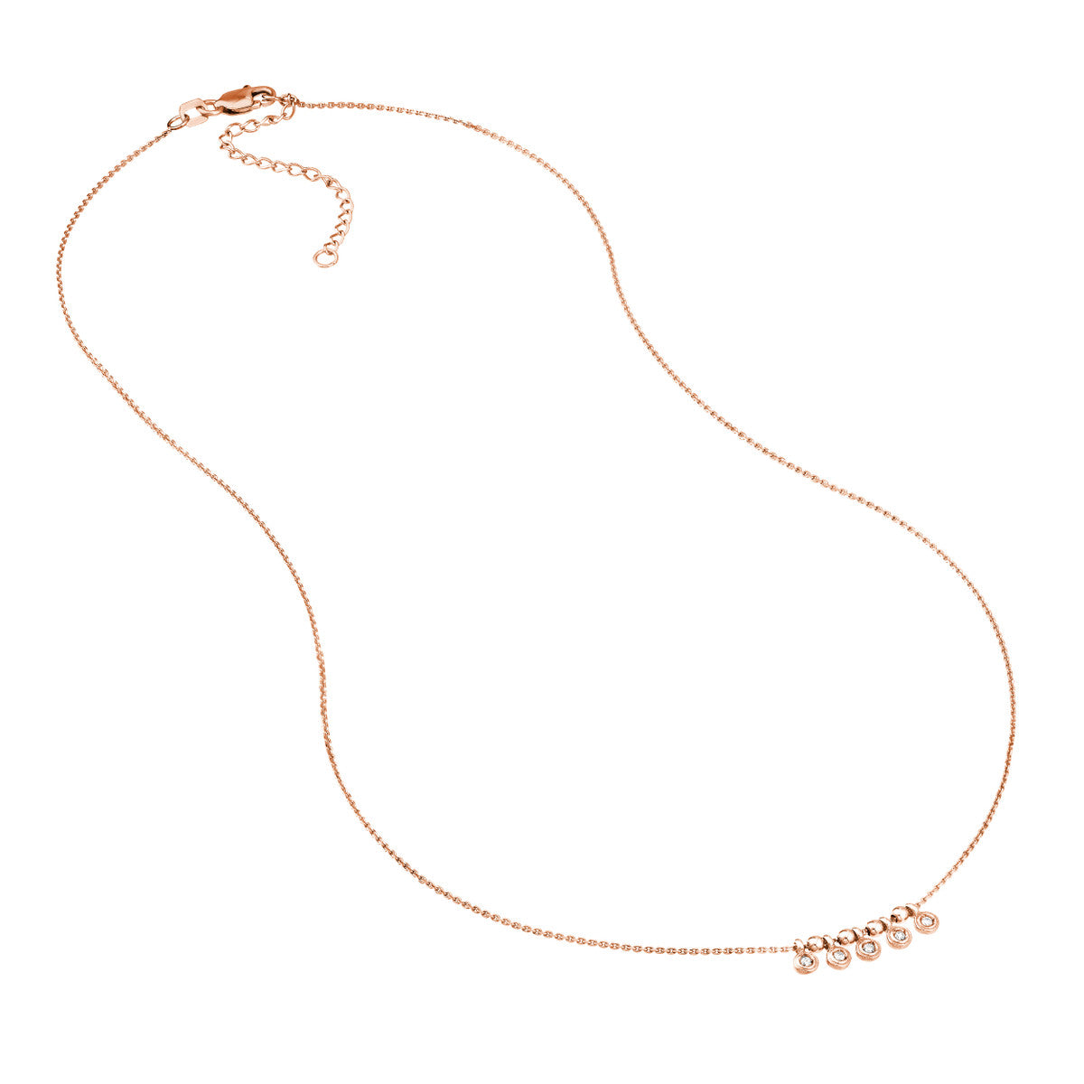 Mini Diamond Bezel and Bead Necklace in 14K Yellow, White, or Rose Gold