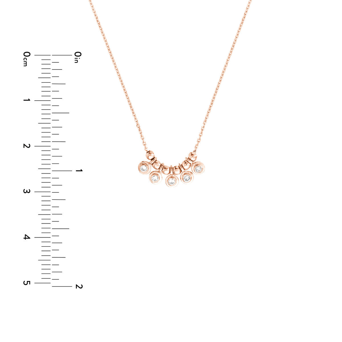 Mini Diamond Bezel and Bead Necklace in 14K Yellow, White, or Rose Gold