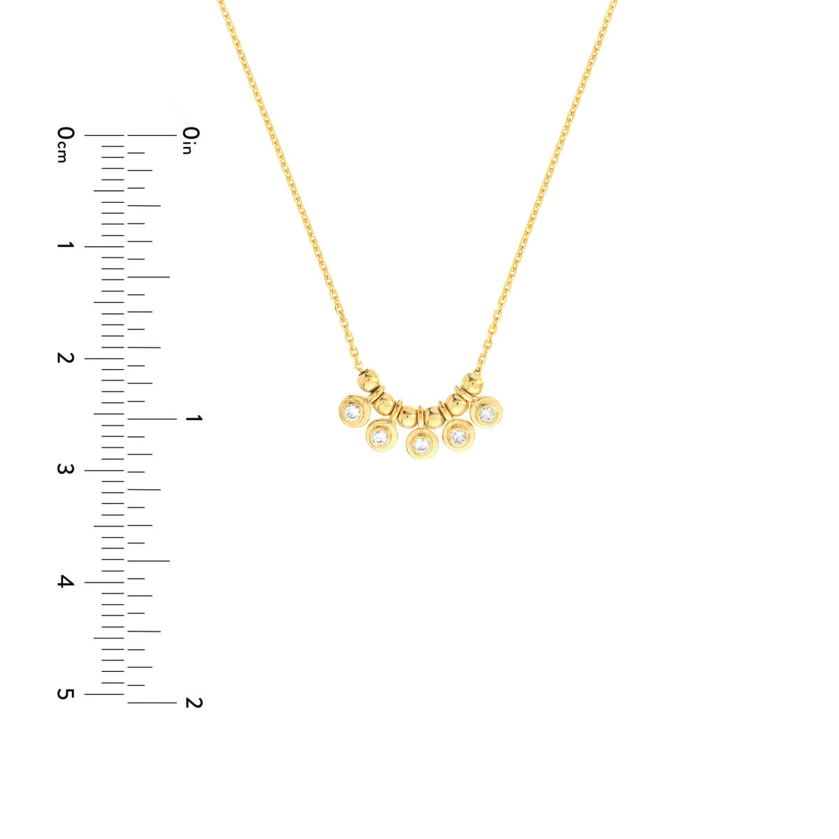 Mini Diamond Bezel and Bead Necklace in 14K Yellow, White, or Rose Gold