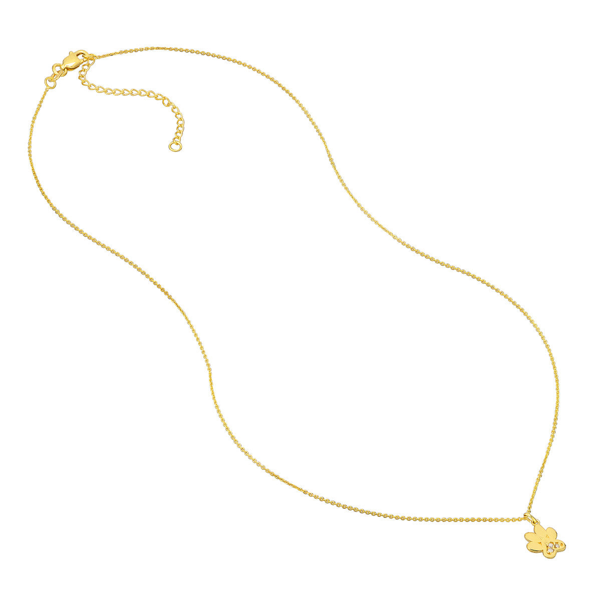 3pt Diamond Paw Print Adj. Necklace 14K Yellow Gold
