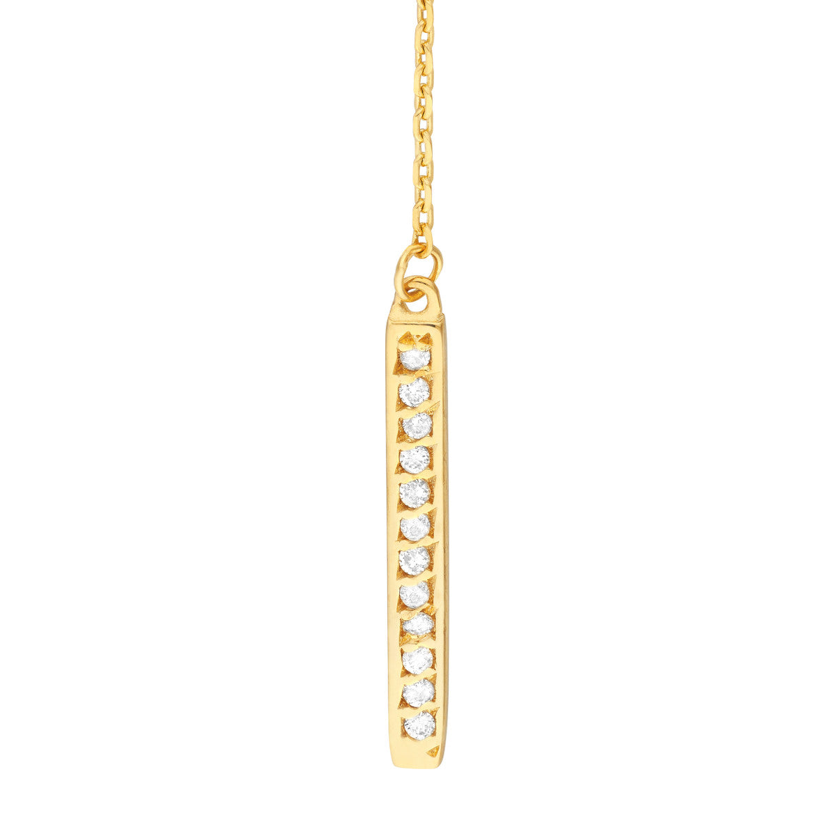 Diamond and Polished Bar Drop Earrings 14K Yellow Gold