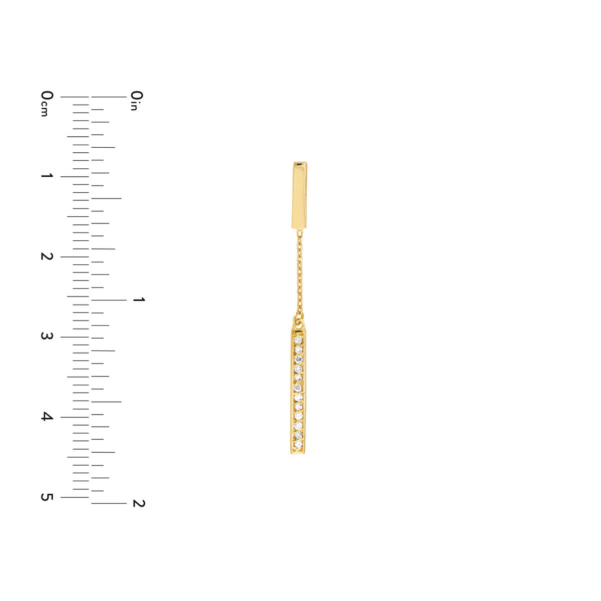 Diamond and Polished Bar Drop Earrings 14K Yellow Gold