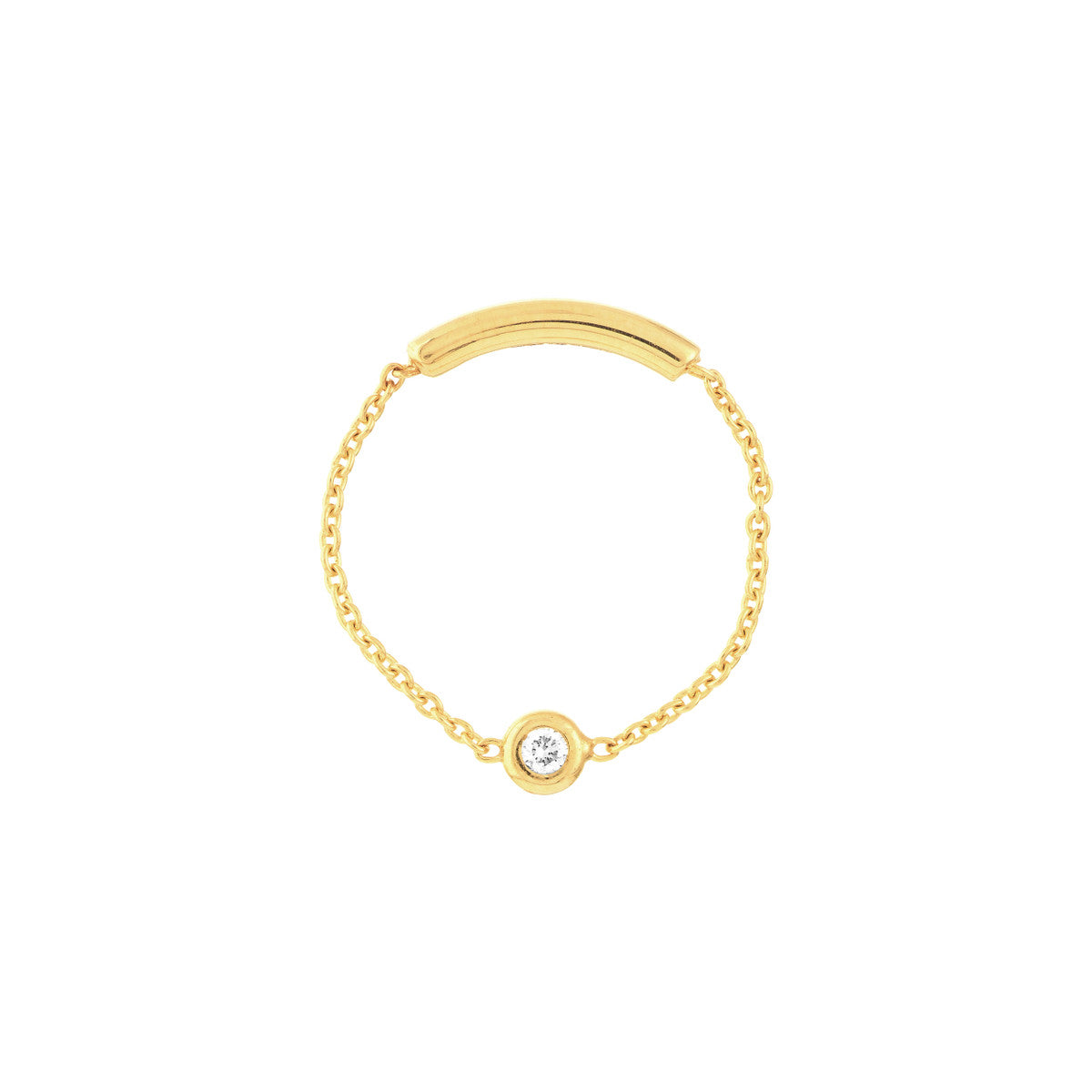 3pt Diamond Bezel Chain Ring with Sizing Bar 14K Yellow Gold