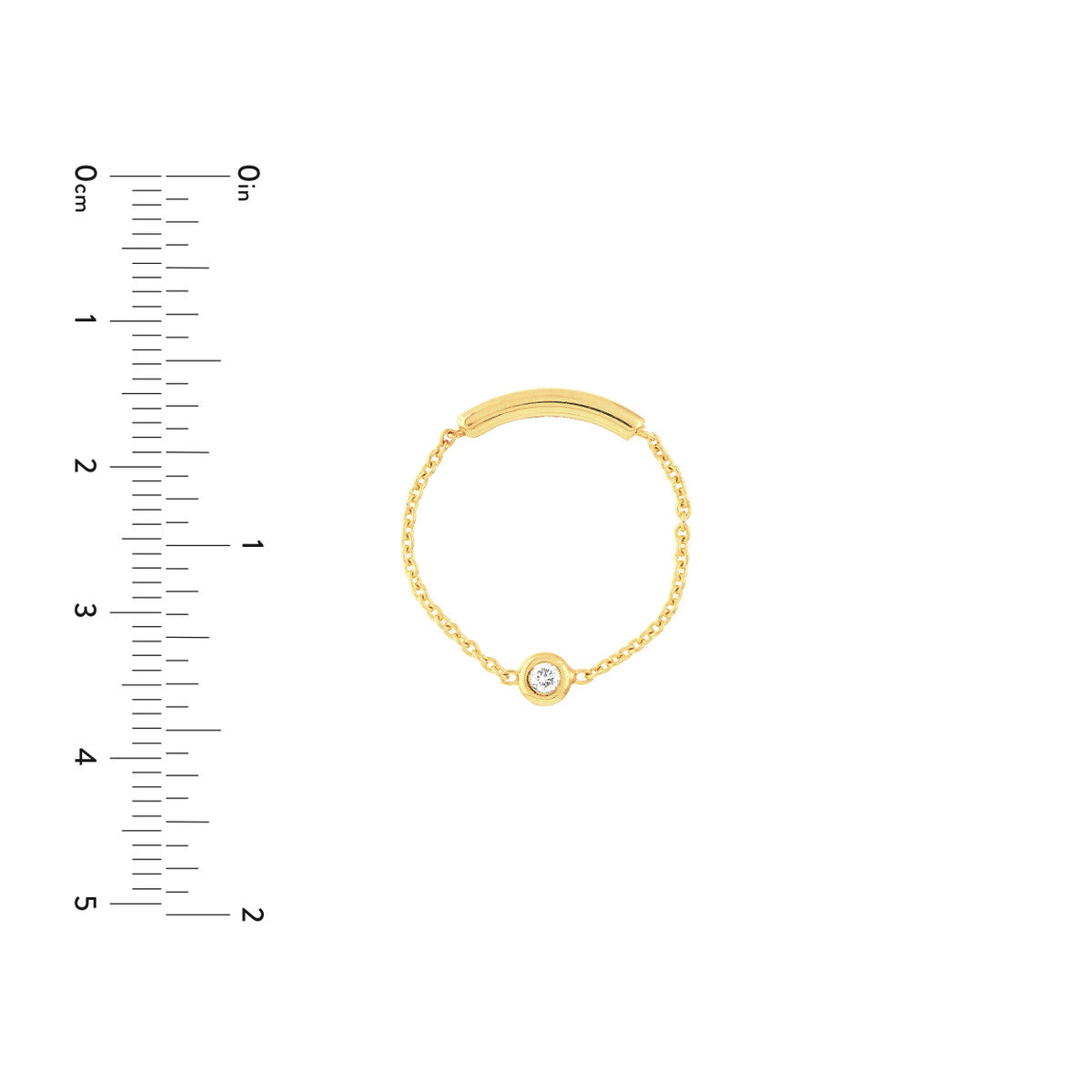 3pt Diamond Bezel Chain Ring with Sizing Bar 14K Yellow Gold