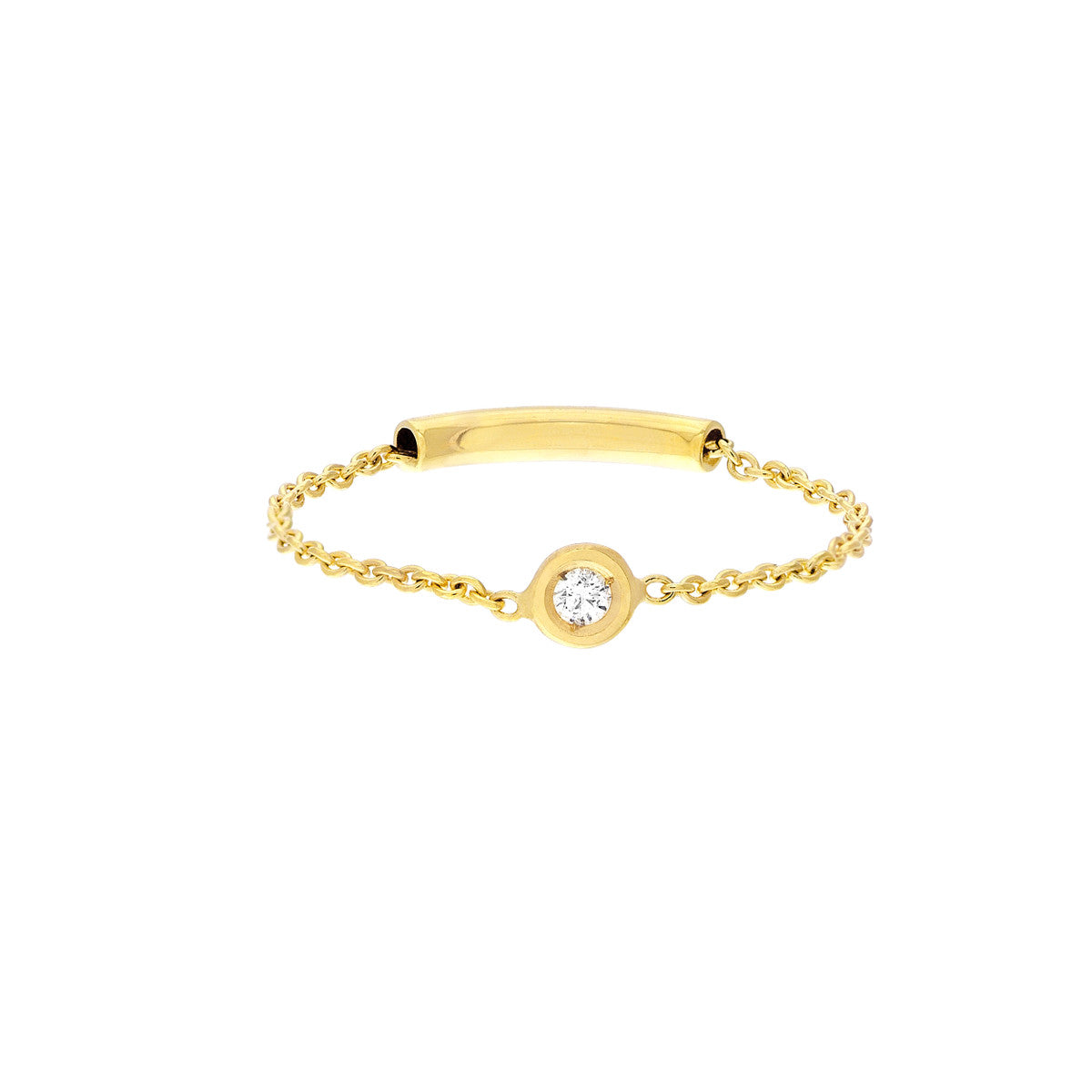 3pt Diamond Bezel Chain Ring with Sizing Bar 14K Yellow Gold