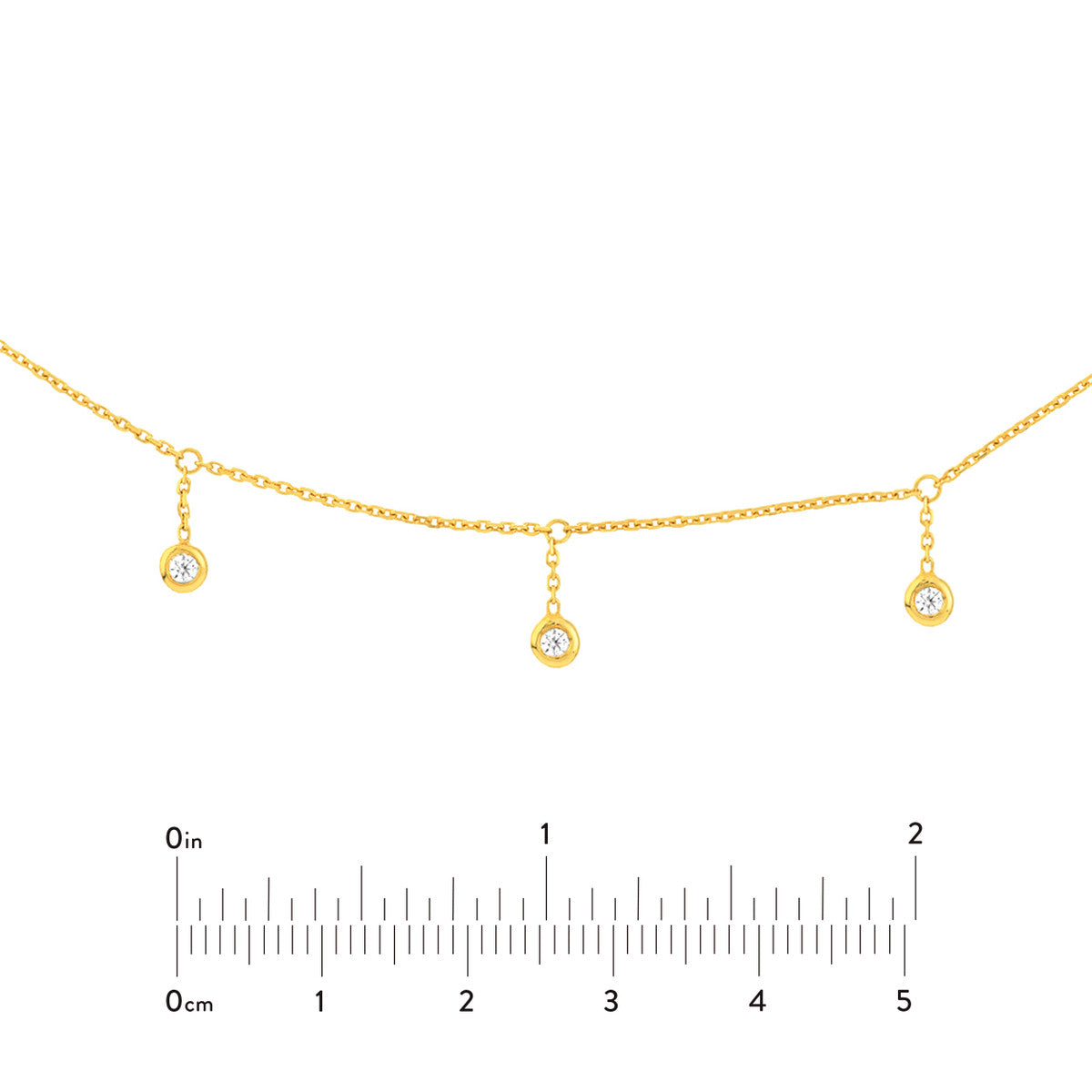 Diamond Bezel Drop Adjustable Choker 14K Yellow Gold