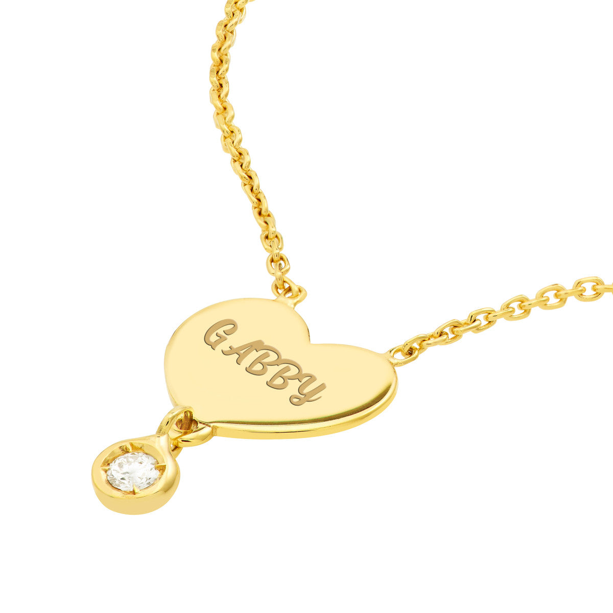 Heart with Diamond Drop Adjustable Necklace 14K Yellow Gold