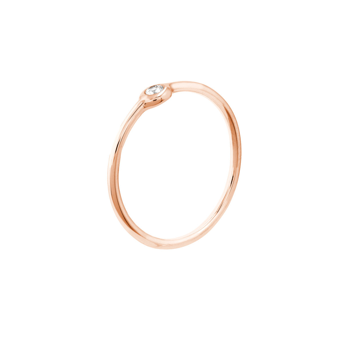 3pt Round Diamond Bezel Ring 14K Yellow, White and Rose Gold