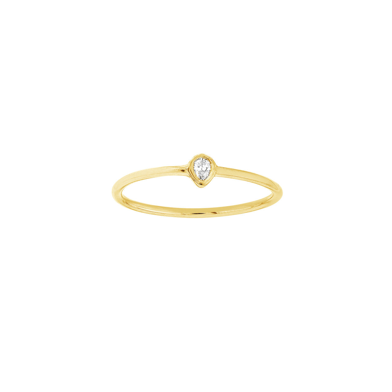 1/20ct Pear-Shaped Diamond Bezel Ring 14K Yellow Gold