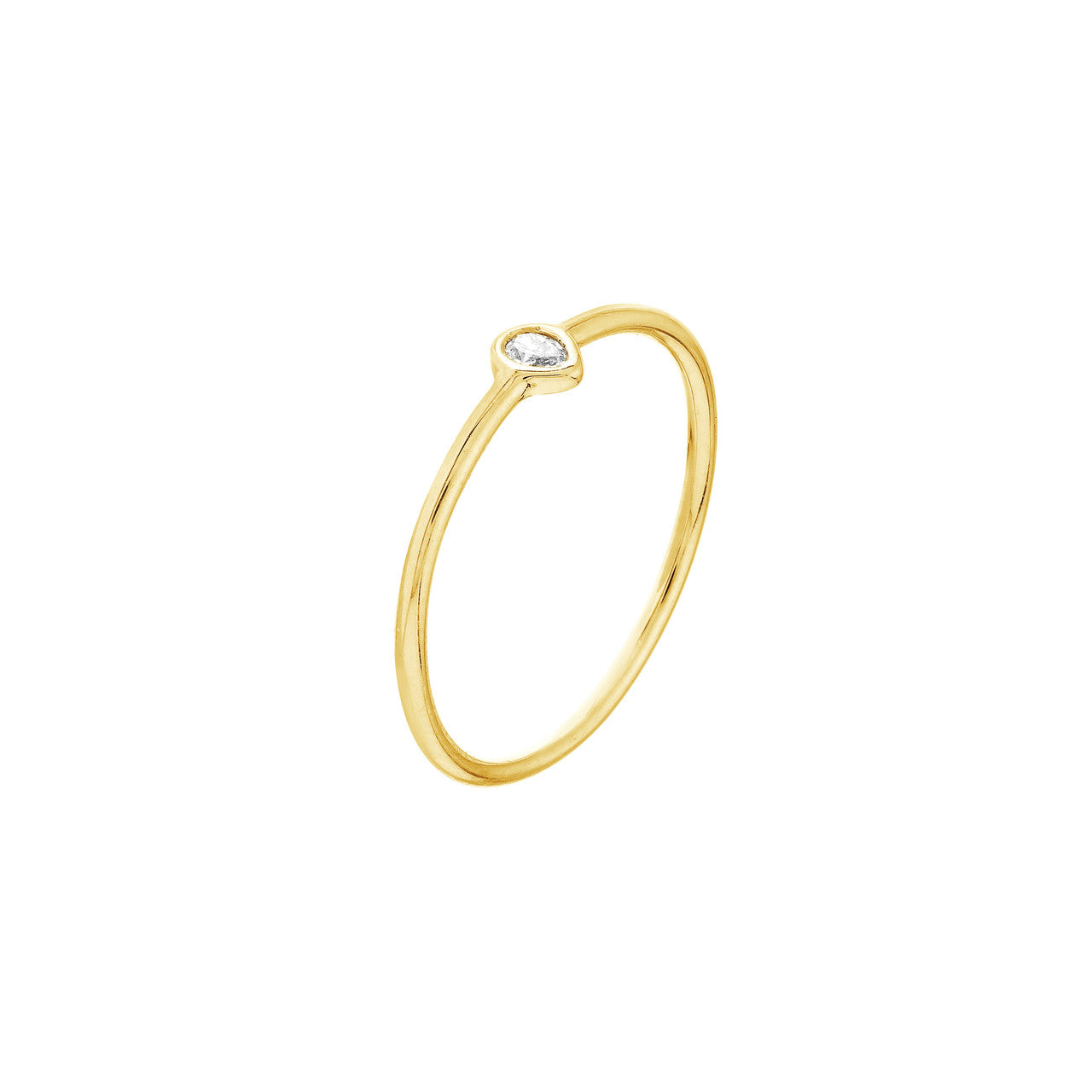 1/20ct Pear-Shaped Diamond Bezel Ring 14K Yellow Gold