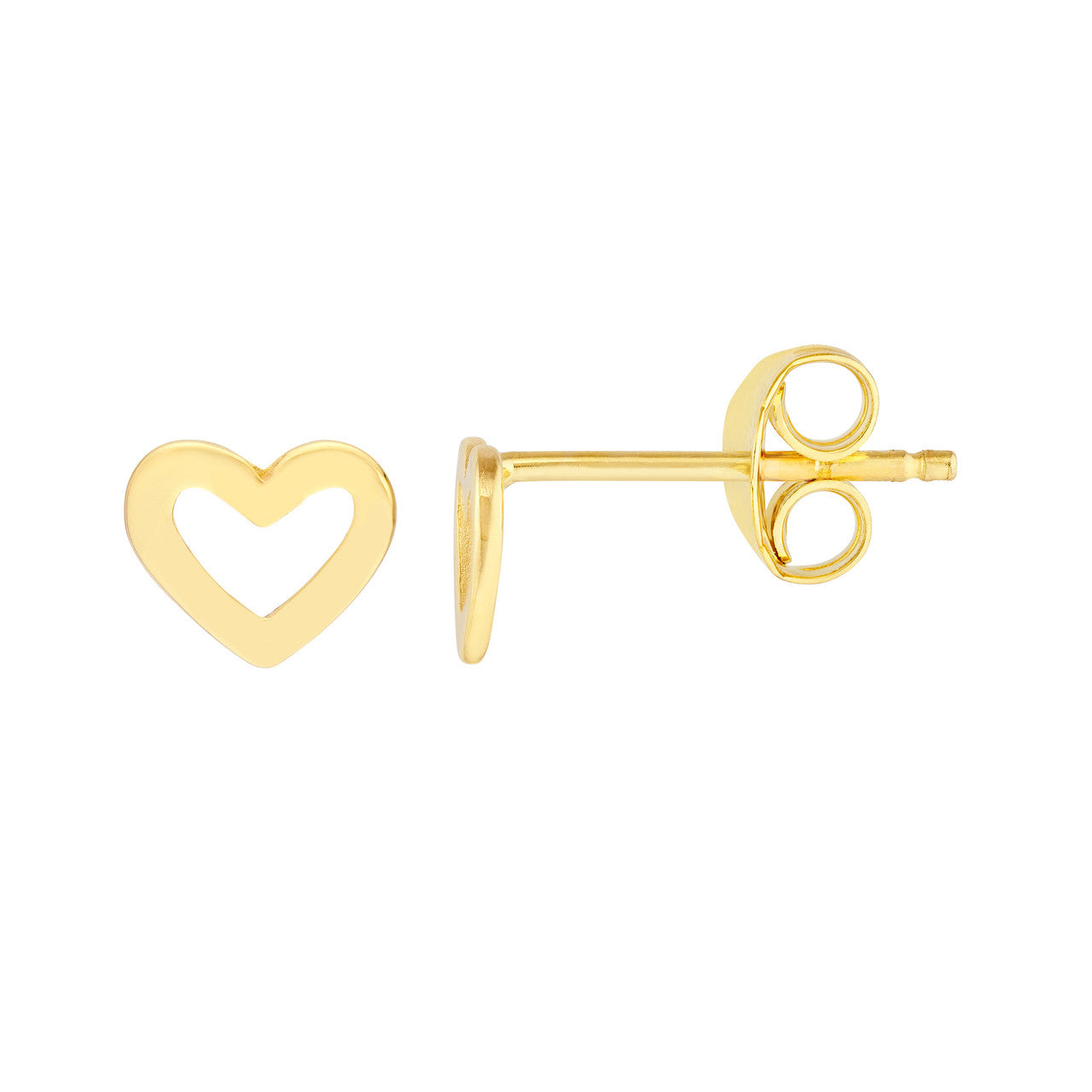 Cut Out Heart Shaped Stud Earrings 14k Yellow Gold
