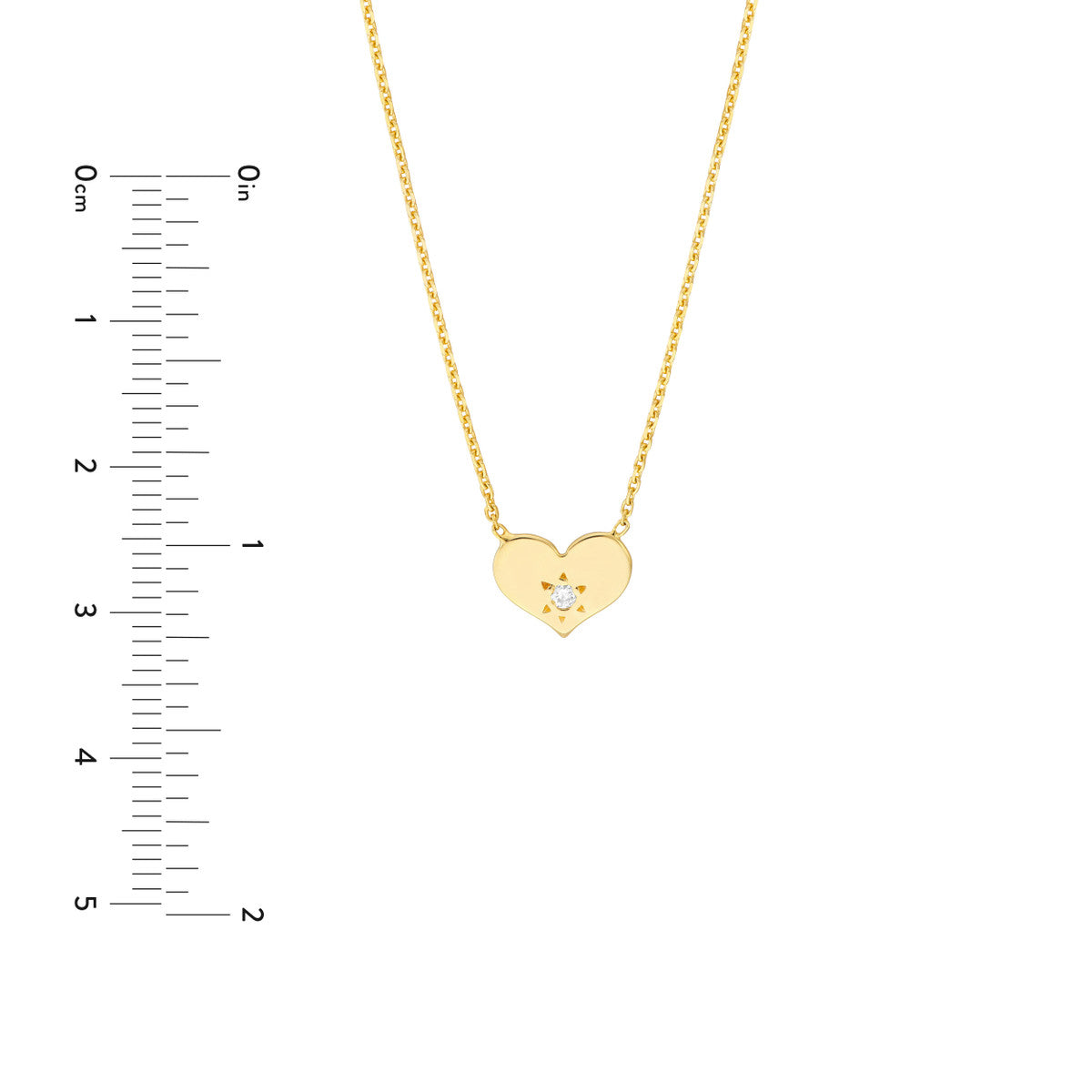 Heart with Diamond Adjustable Necklace 14K Yellow Gold