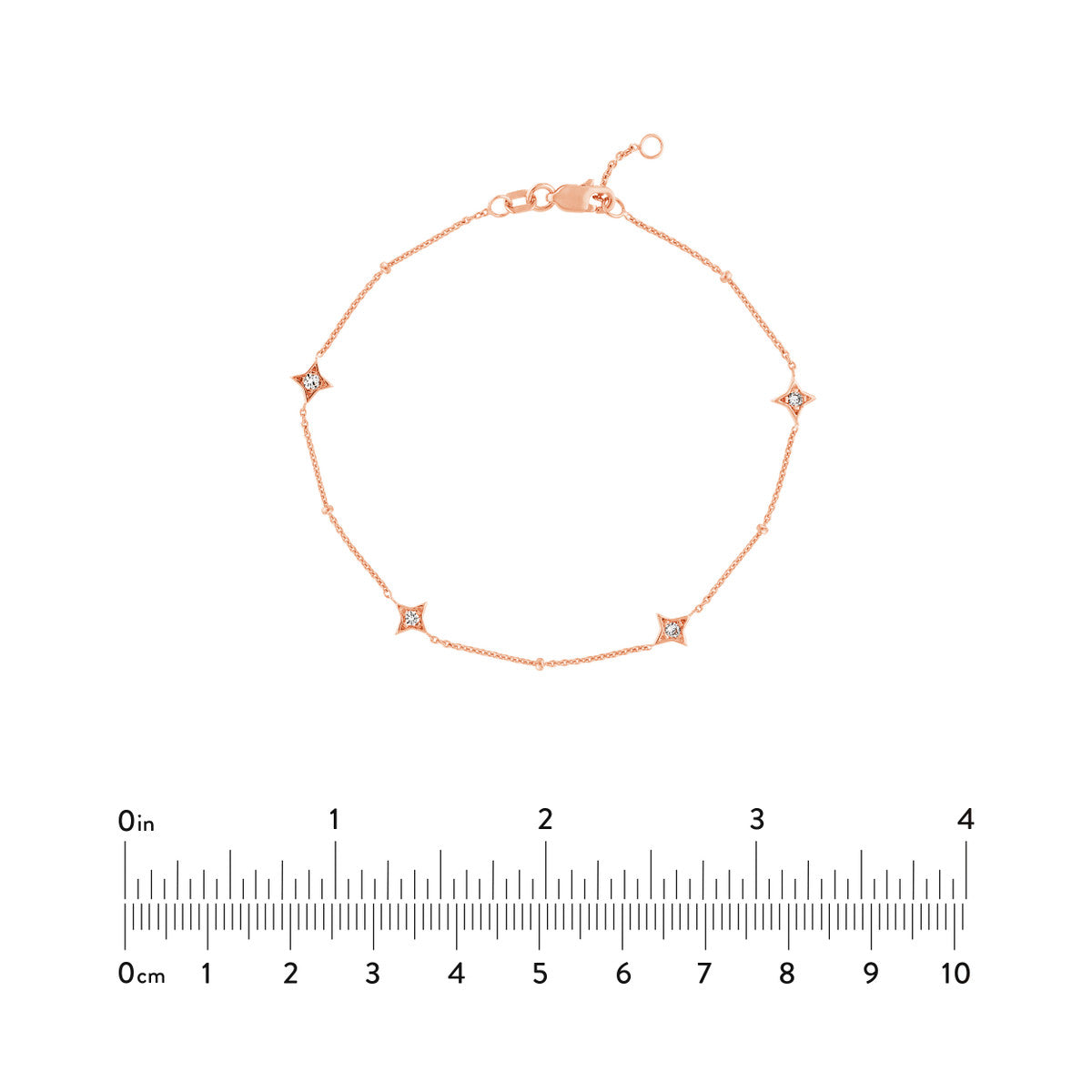 Diamond Multi-Cut Bezels and Beads Bracelet 14K Gold