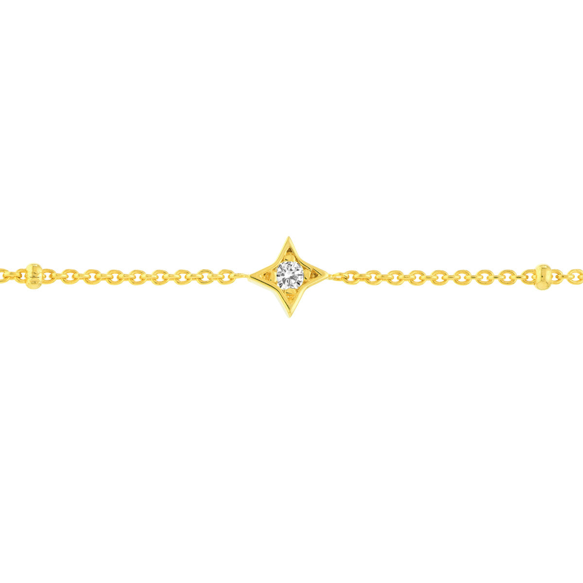 Diamond Multi-Cut Bezels and Beads Bracelet 14K Gold