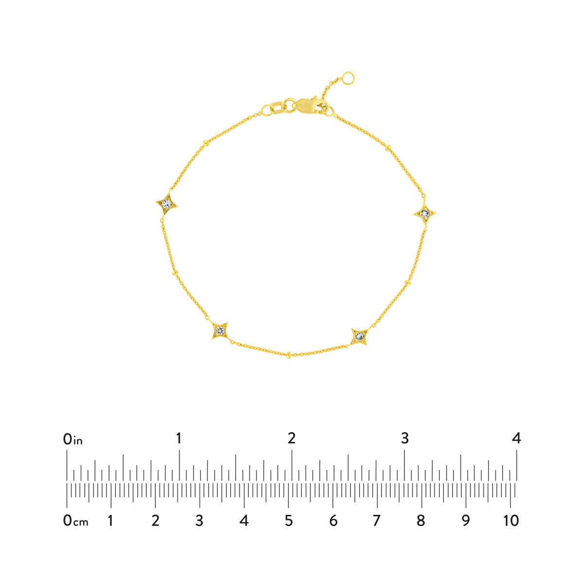 Diamond Multi-Cut Bezels and Beads Bracelet 14K Gold