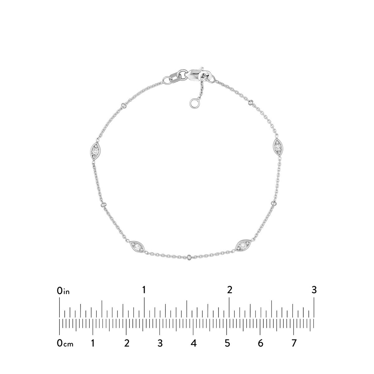 Diamond Multi-Cut Bezels and Beads Bracelet 14K Gold