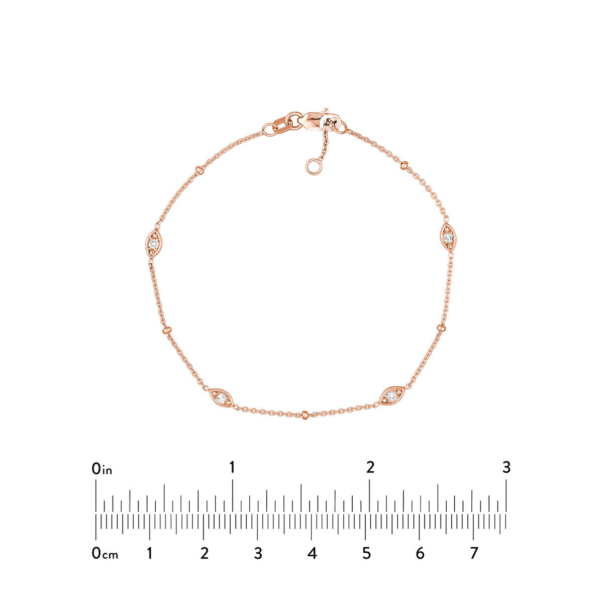 Diamond Multi-Cut Bezels and Beads Bracelet 14K Gold