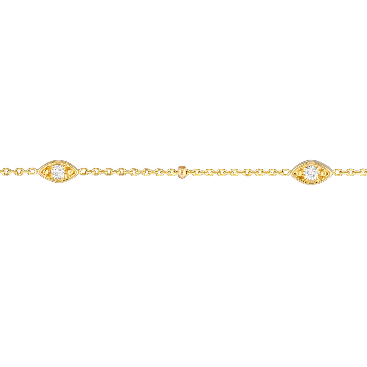 Diamond Multi-Cut Bezels and Beads Bracelet 14K Gold