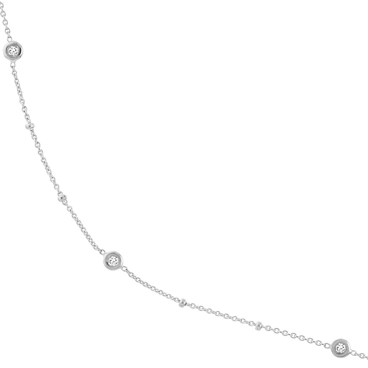 Diamond Bezels and Beads Necklace in 14K Yellow, White, or Rose Gold