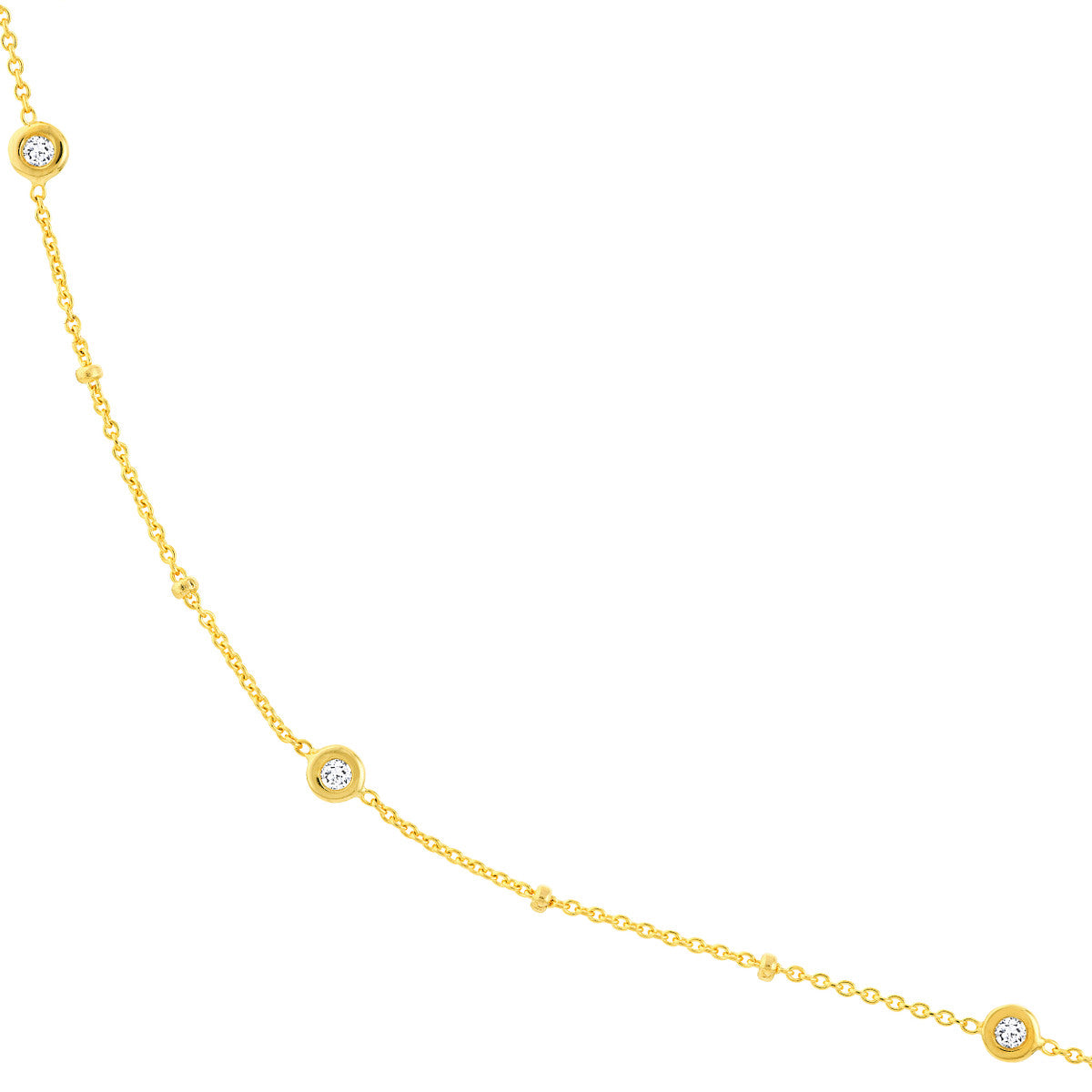 Diamond Bezels and Beads Necklace in 14K Yellow, White, or Rose Gold