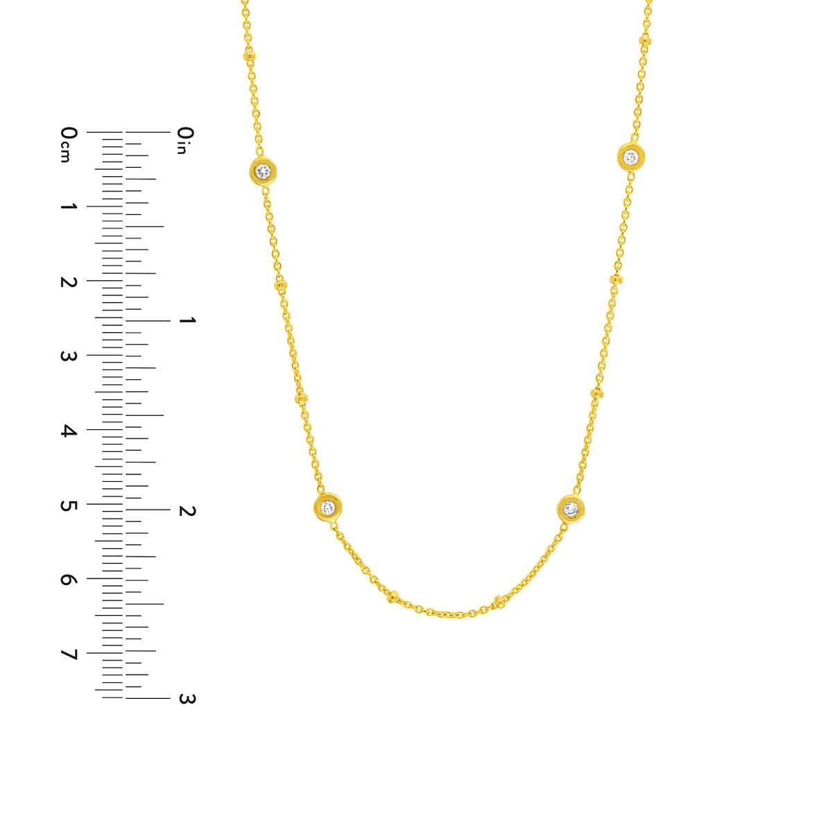 Diamond Bezels and Beads Necklace in 14K Yellow, White, or Rose Gold
