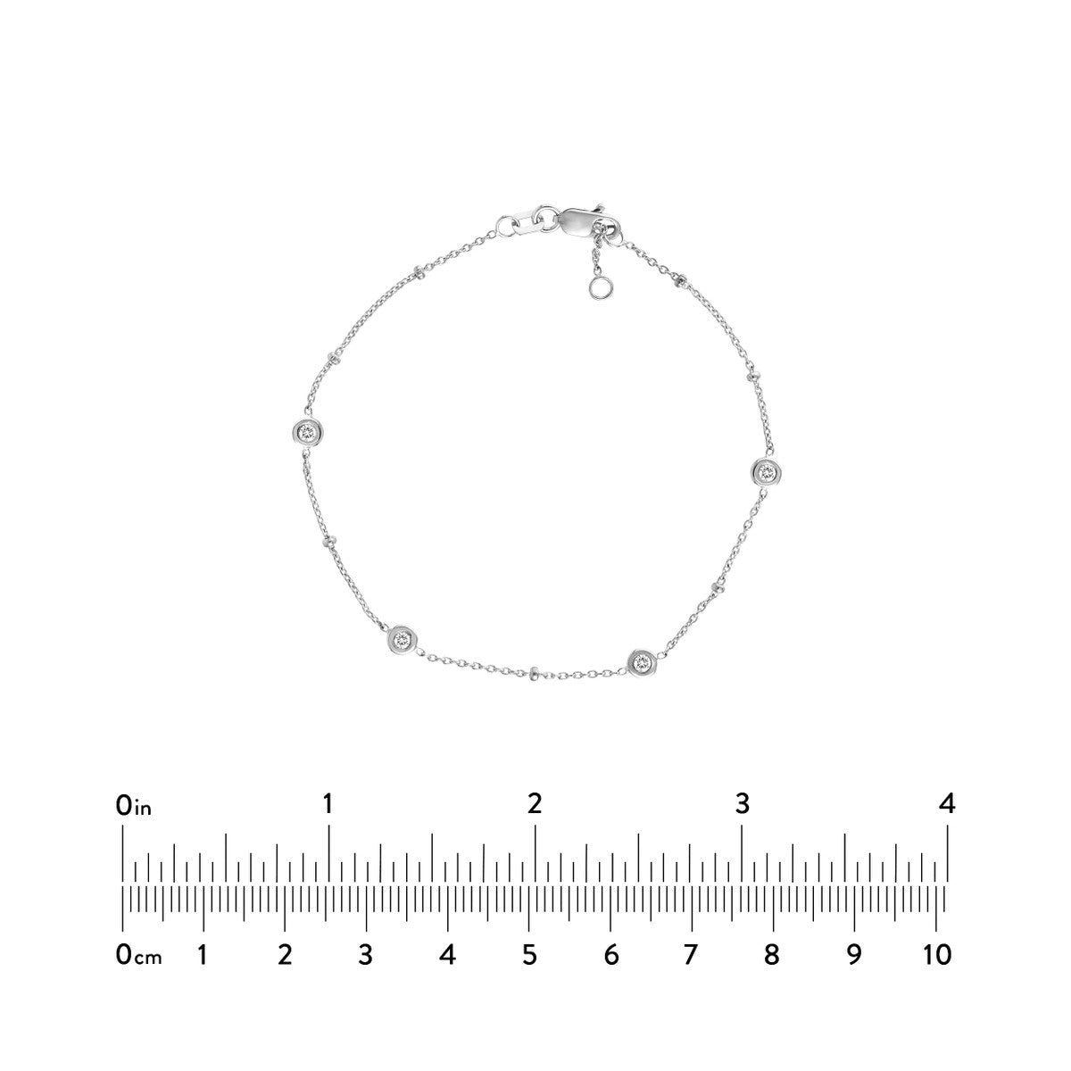 Diamond Multi-Cut Bezels and Beads Bracelet 14K Gold