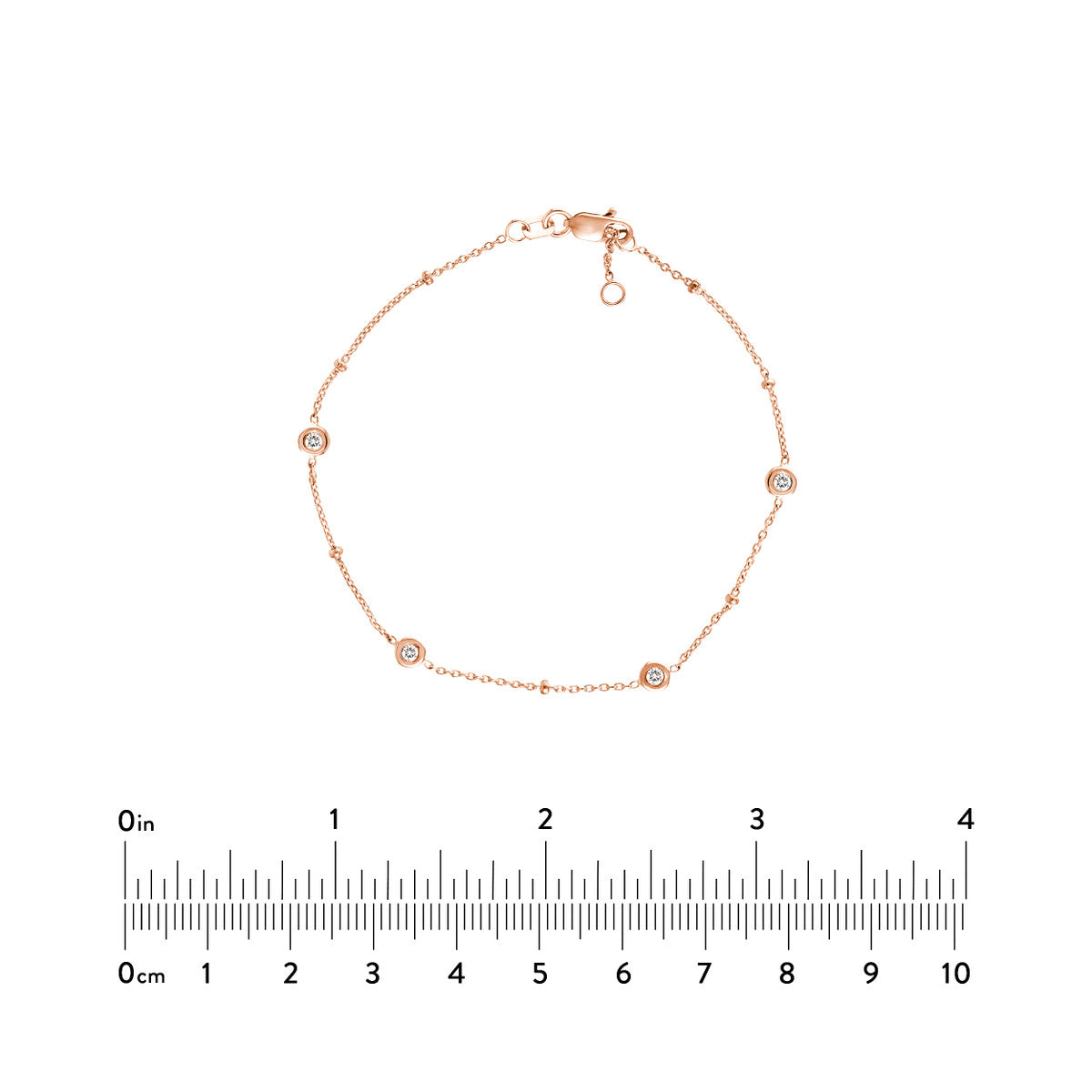 Diamond Multi-Cut Bezels and Beads Bracelet 14K Gold