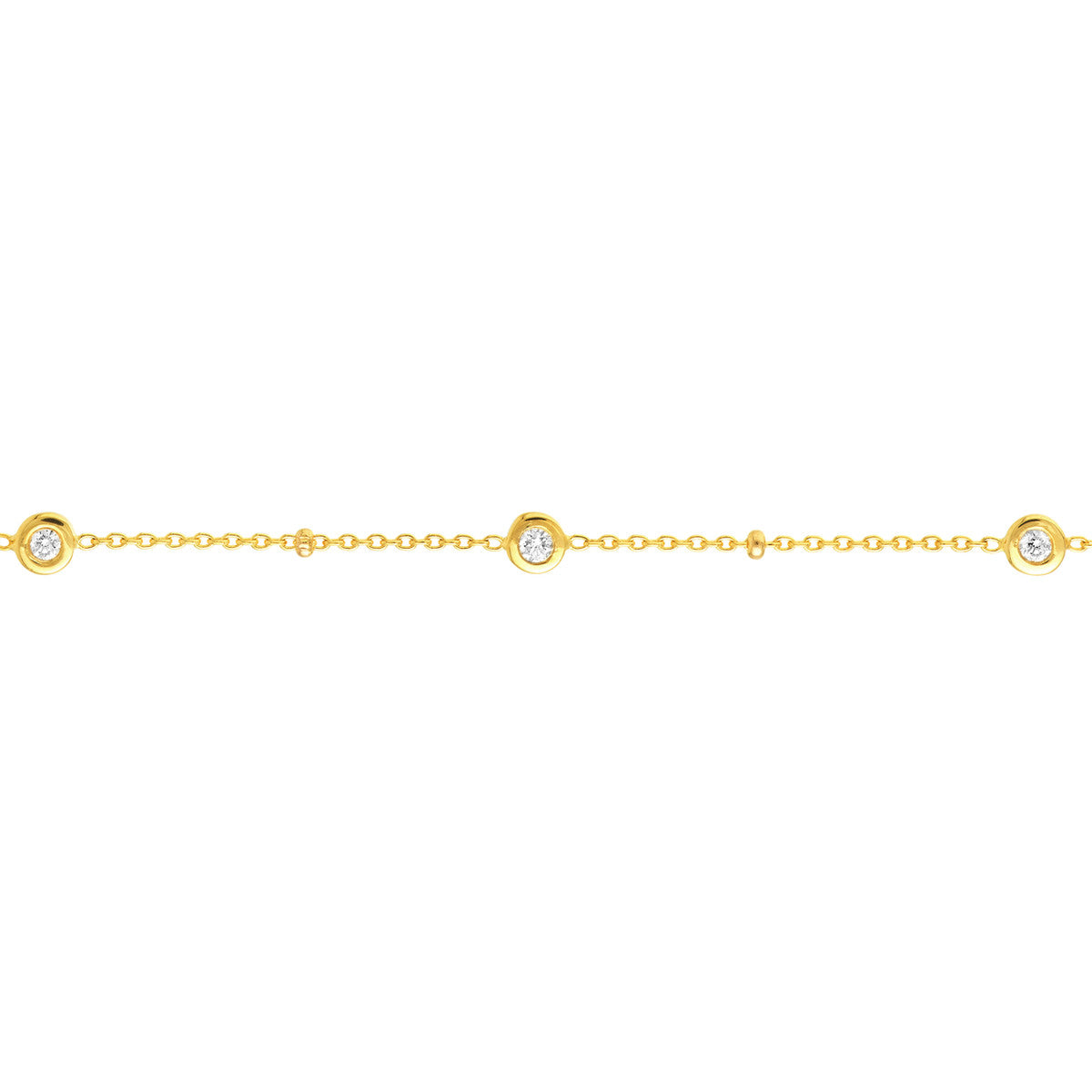 Diamond Multi-Cut Bezels and Beads Bracelet 14K Gold