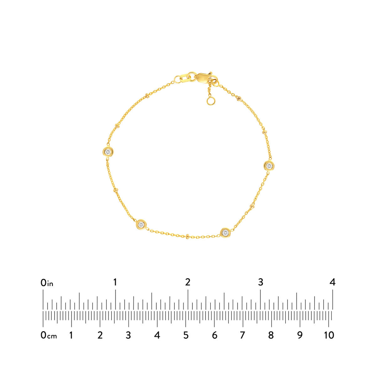 Diamond Multi-Cut Bezels and Beads Bracelet 14K Gold